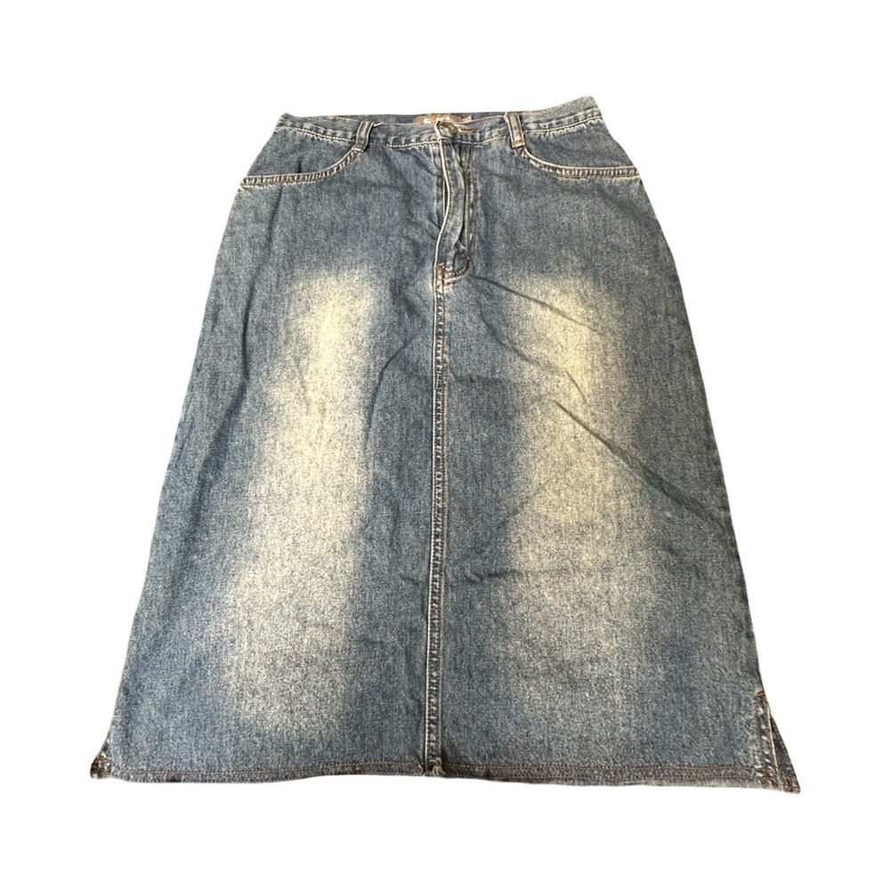 Samuel & Kevin Denim Skirt Womens 27‎ Blue Maxi Long Faded Five Pocket Casual